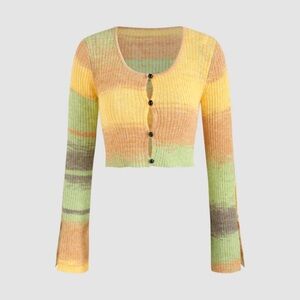 NWT! Cider Wool-Blend Colorblock Crop Cardigan